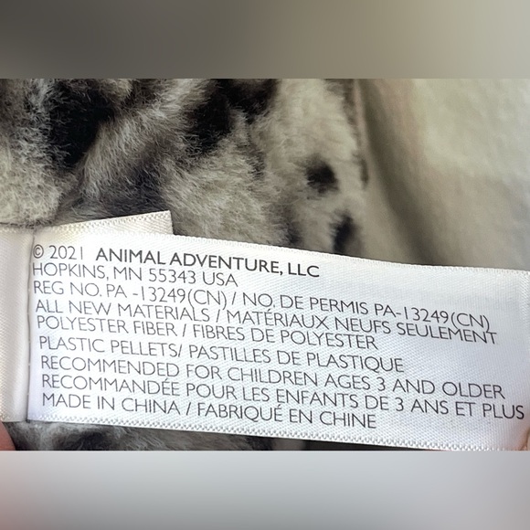 Animal Adventure White Gray & Black Leopard Print Plush 18” Soft Stuffed Animal - Picture 12 of 16